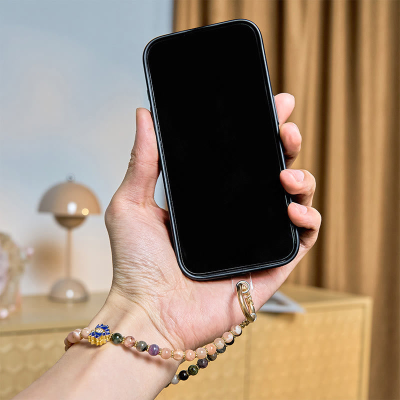 Buddha Stonesトルマリン 太陽石 蓮 ポジティブキーチェーン 携帯電話用吊り下げ装飾