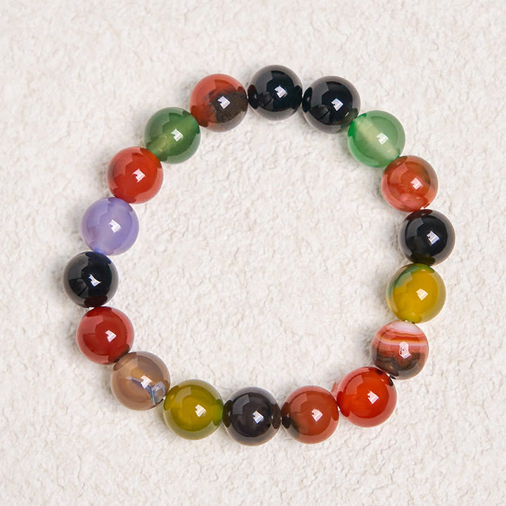 Buddha Stones天然カラフルカルセドニー瑪瑙ハーモニーブレスレット