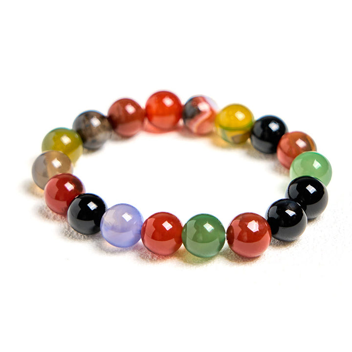 Buddha Stones天然カラフルカルセドニー瑪瑙ハーモニーブレスレット