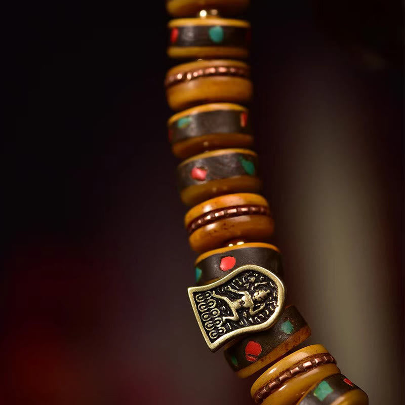 Buddha Stonesチベットラクダ骨サイコロタッセル保護ブレスレット