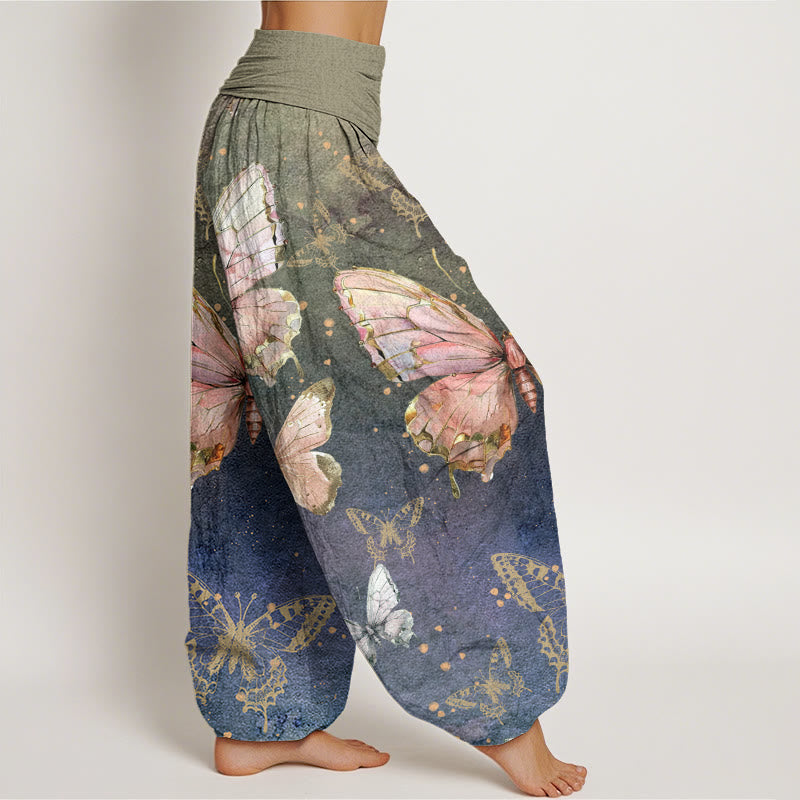 Buddha Stonesヴィンテージ バタフライ柄 レディース 伸縮性ウエスト ハーレムパンツ - image 3