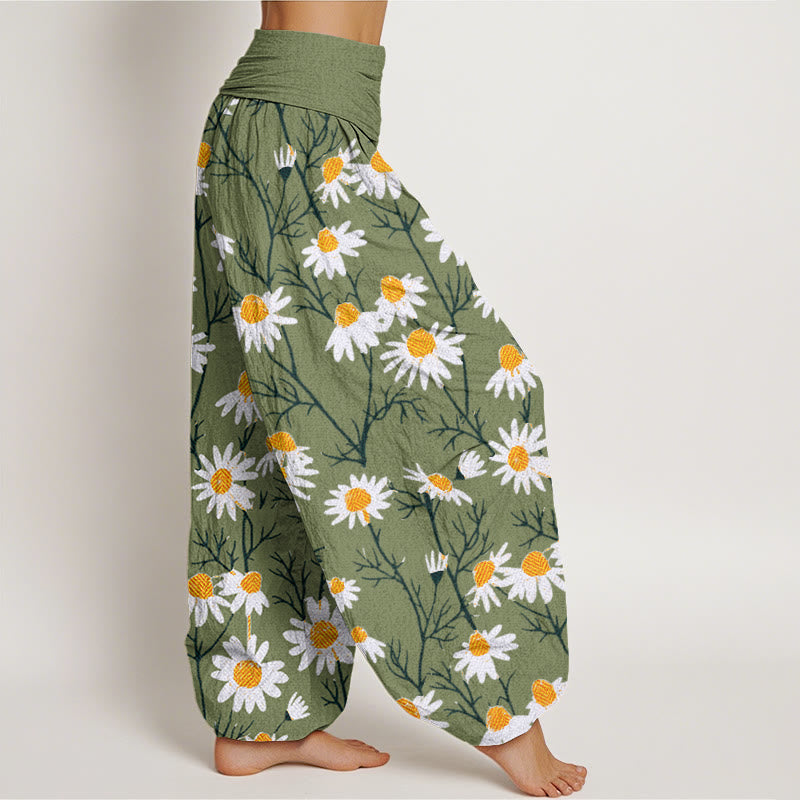 Buddha Stonesホワイトペタルズ デイジー柄 レディース 伸縮性ウエスト ハーレムパンツ - image 3