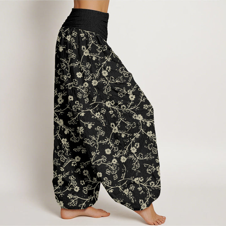 Buddha Stonesの花の枝柄のシンプルなデザインレディース伸縮性ウエストハーレムパンツ - image 7