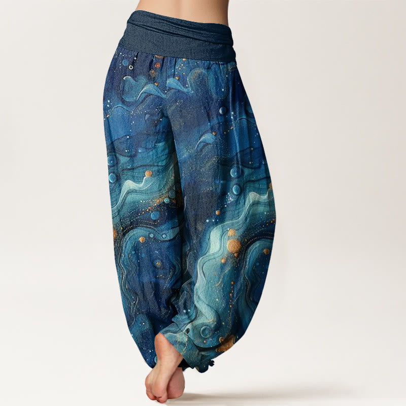 Buddha Stonesオーシャンゴールド スター柄 レディース 伸縮性ウエスト ハーレムパンツ - image 2