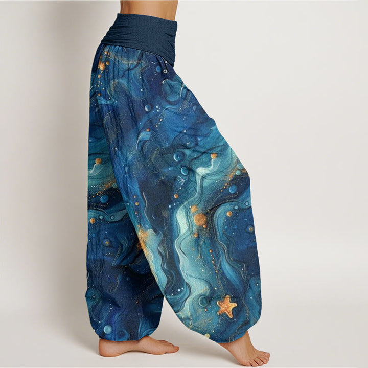 Buddha Stonesオーシャンゴールド スター柄 レディース 伸縮性ウエスト ハーレムパンツ - image 3