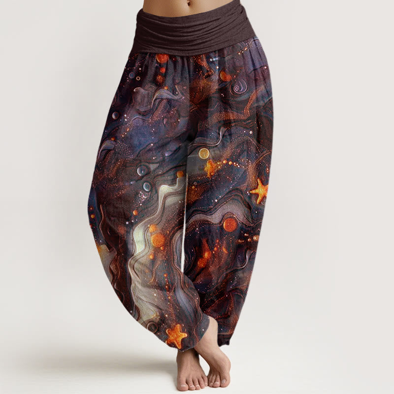 Buddha Stonesオーシャンゴールド スター柄 レディース 伸縮性ウエスト ハーレムパンツ - サドルブラウン - US22、 UK/AU26、 EU54 (6XL) - image 5