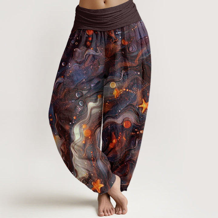 Buddha Stonesオーシャンゴールド スター柄 レディース 伸縮性ウエスト ハーレムパンツ - サドルブラウン - US22、 UK/AU26、 EU54 (6XL) - image 5