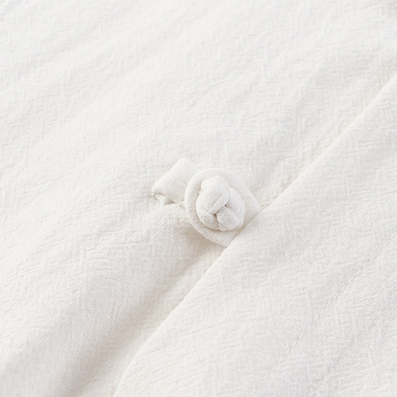 Buddha Stonesカジュアル 2点セット 純色 ハーフボタンデザイン シャツ ドローストリングパンツ メンズ コットンリネン 瞑想用クロスセット ポケット付き - image 3