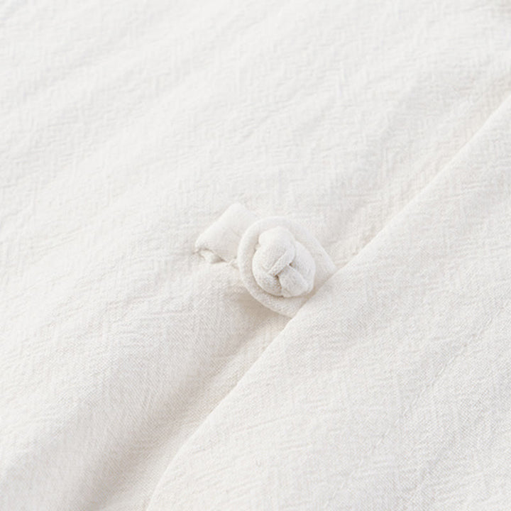 Buddha Stonesカジュアル 2点セット 純色 ハーフボタンデザイン シャツ ドローストリングパンツ メンズ コットンリネン 瞑想用クロスセット ポケット付き - image 3