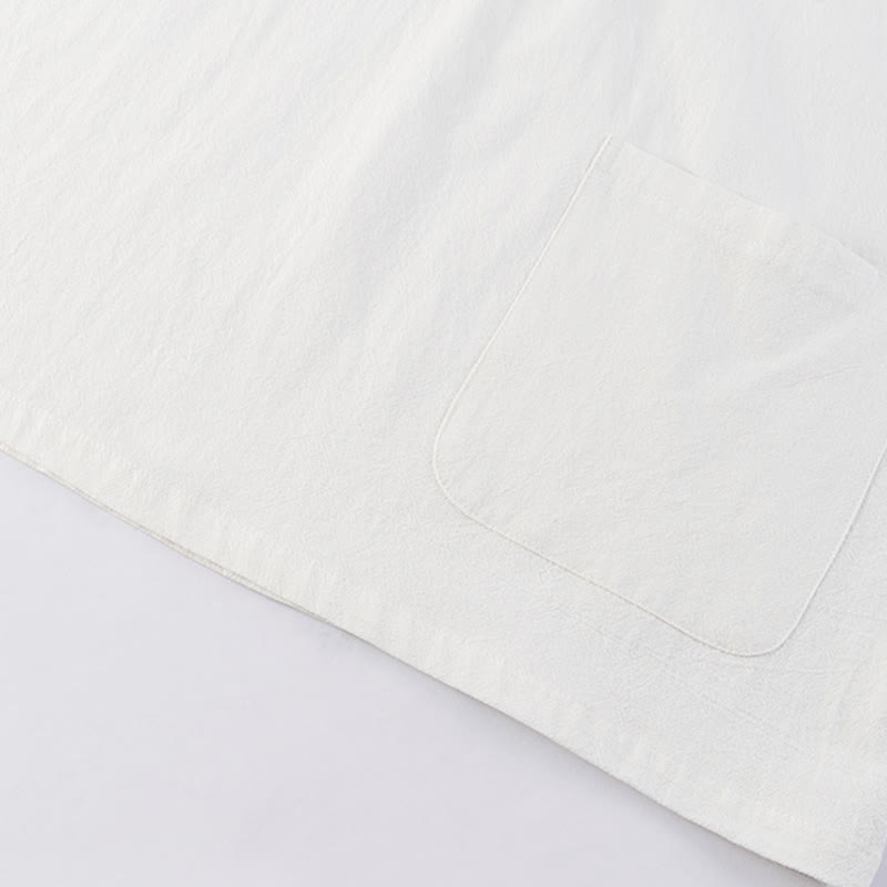 Buddha Stonesカジュアル 2点セット 純色 ハーフボタンデザイン シャツ ドローストリングパンツ メンズ コットンリネン 瞑想用クロスセット ポケット付き - image 9