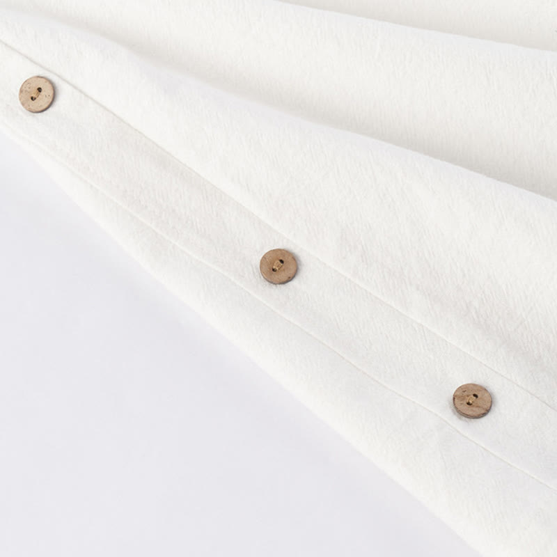 Buddha Stonesカジュアル 2点セット 純色 ハーフボタンデザイン シャツ ドローストリングパンツ メンズ コットンリネン 瞑想用クロスセット ポケット付き - image 6