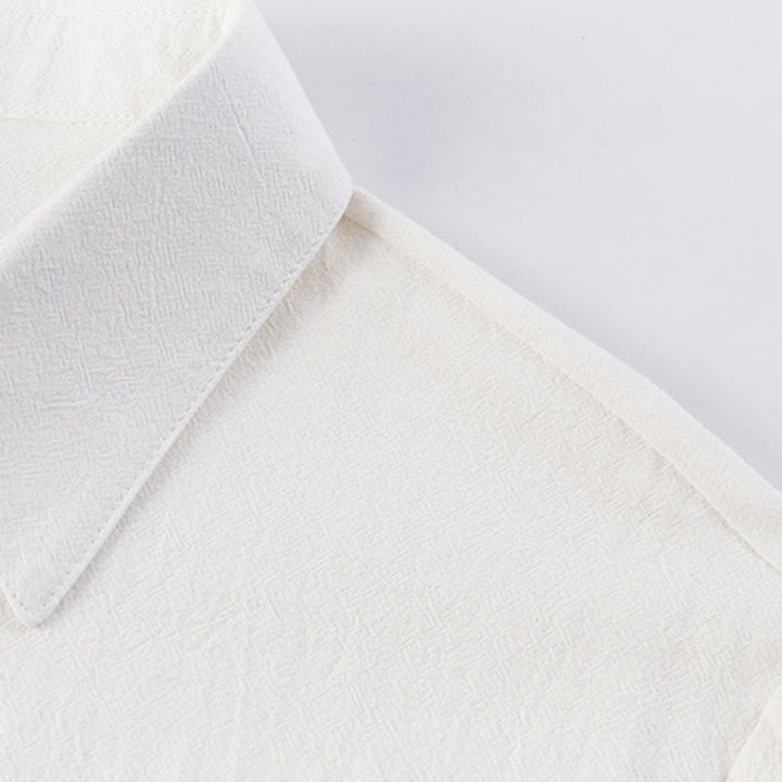 Buddha Stonesカジュアル 2点セット 純色 ハーフボタンデザイン シャツ ドローストリングパンツ メンズ コットンリネン 瞑想用クロスセット ポケット付き - image 5