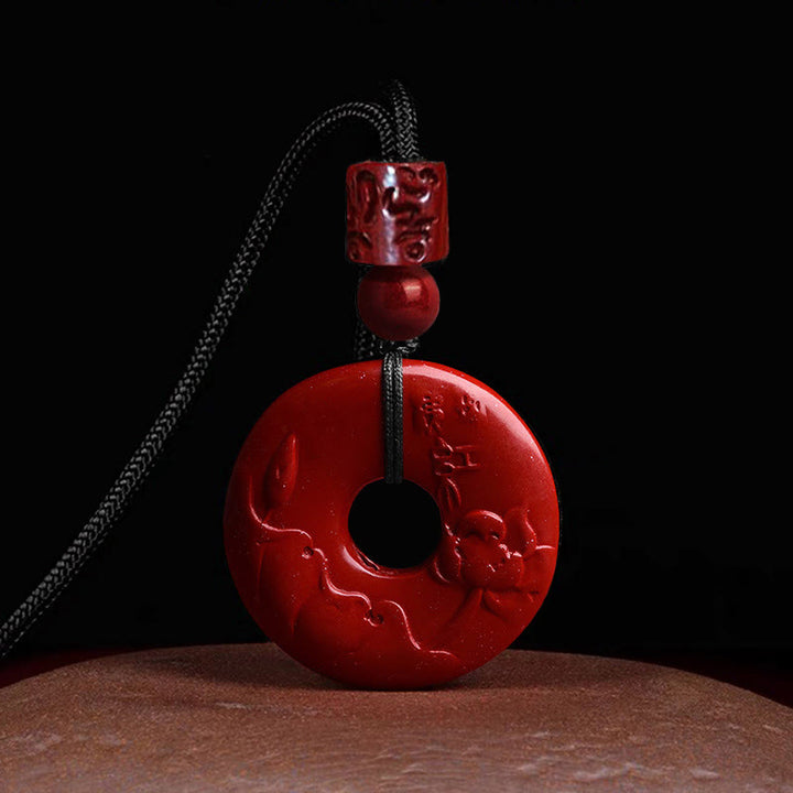 Buddha Stones天然辰砂 蓮平和のお守りチャーム祝福ネックレス ストリングペンダント - image 14