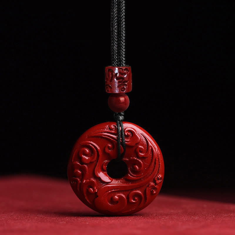 Buddha Stones天然辰砂 蓮平和のお守りチャーム祝福ネックレス ストリングペンダント - image 2