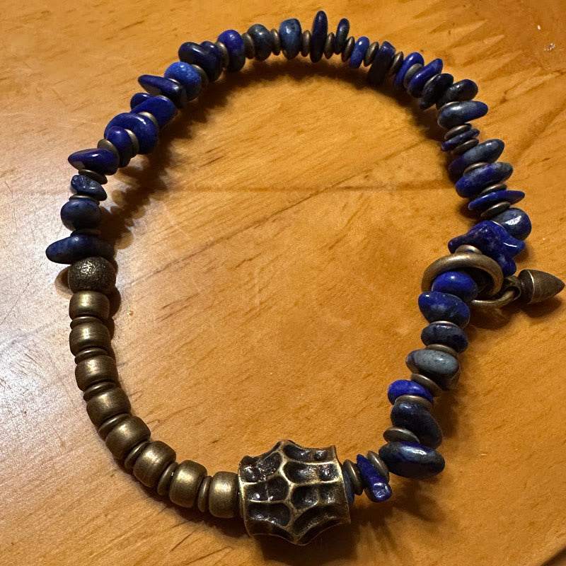Buddha Stonesヴィンテージ不規則形状デザインラズライトポジティブブレスレット