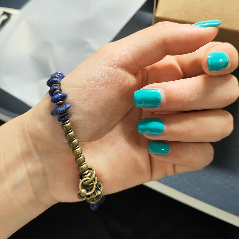 Buddha Stonesヴィンテージ不規則形状デザインラズライトラピスラズリ幸運を呼ぶブレスレット - image 11