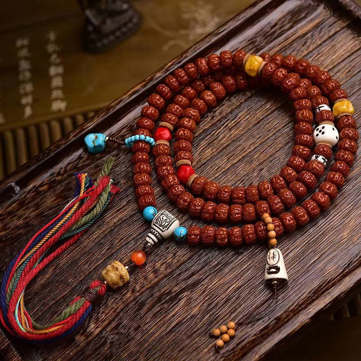 Buddha Stones108 ビーズ ルドラークシャ 菩提樹 種子 富 タッセルMala
