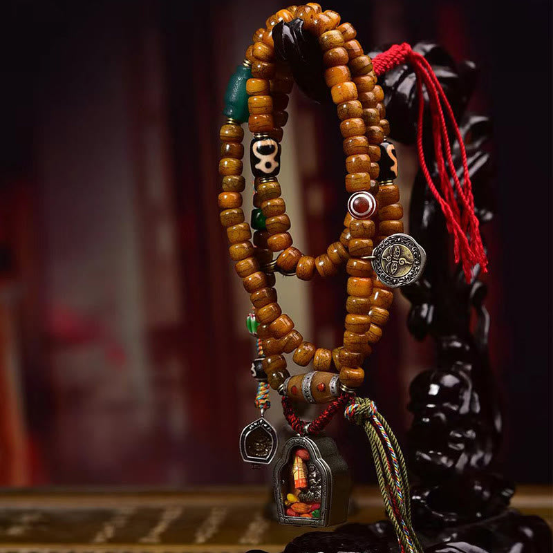 Buddha Stonesチベット 108 ビーズ ラクダの骨 幸運のタッセルMala