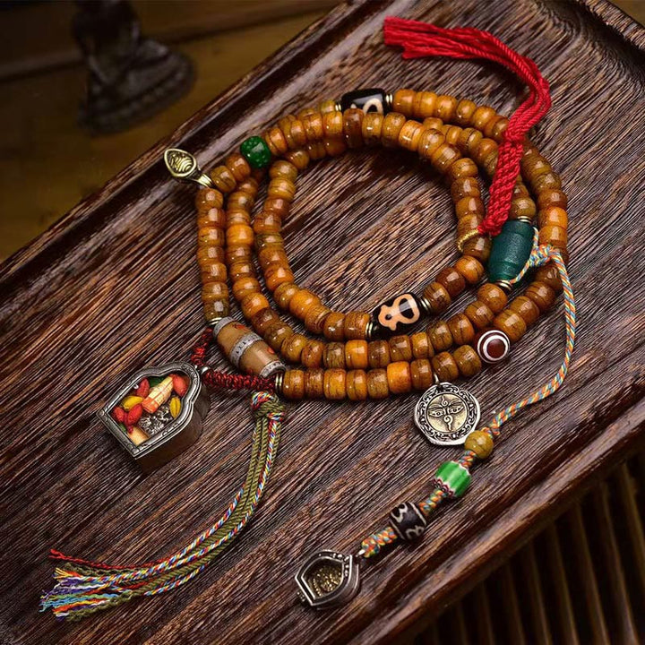 Buddha Stonesチベット 108 ビーズ ラクダの骨 幸運のタッセルMala