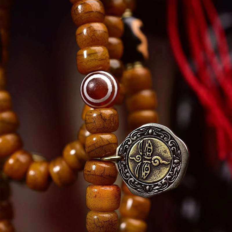 Buddha Stonesチベット 108 ビーズ ラクダの骨 幸運のタッセルMala