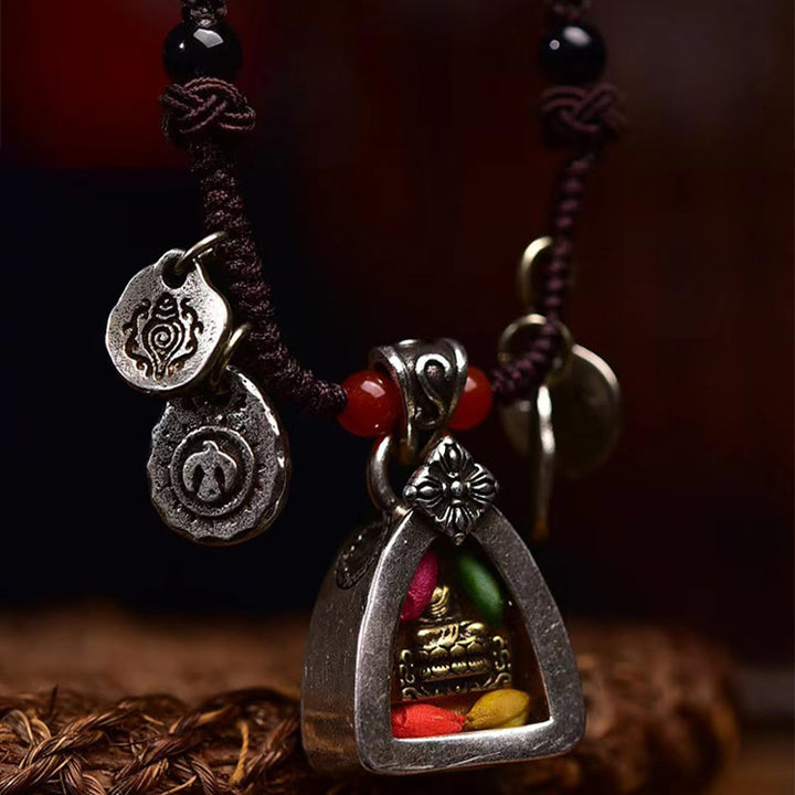 Buddha Stonesチベット薬師如来 慈悲の編みロープネックレスペンダント - image 3