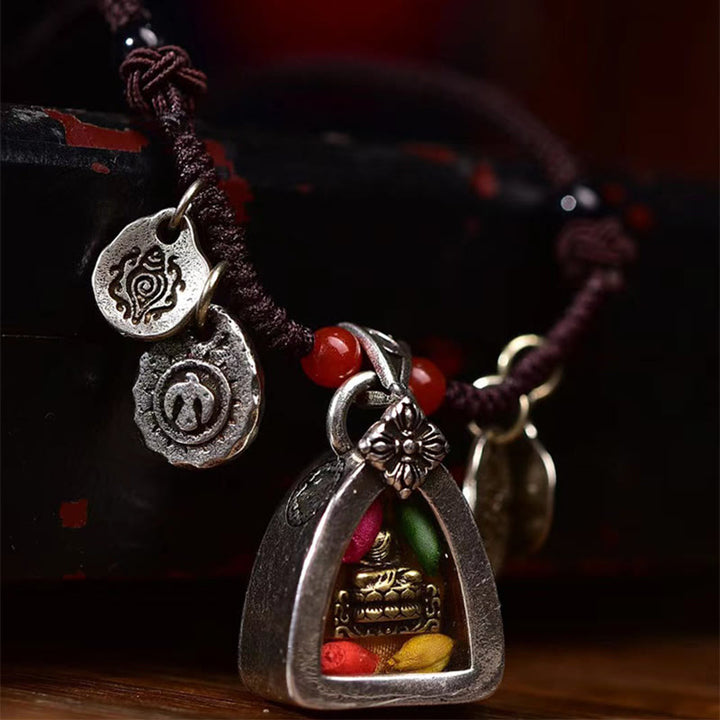 Buddha Stonesチベット薬師如来 慈悲の編みロープネックレスペンダント - image 6