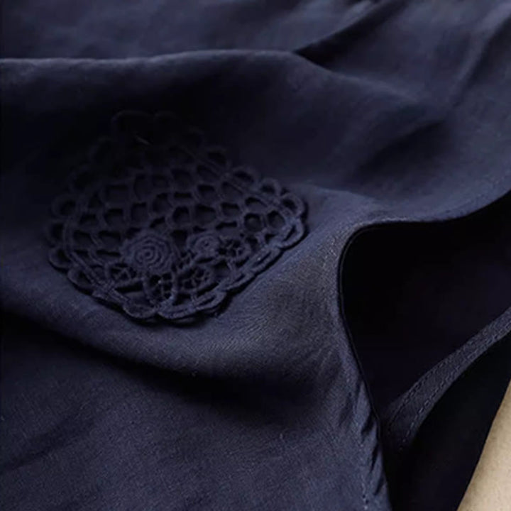 Buddha Stonesカジュアル 純色刺繍 パッチワークデザイン ノースリーブ クルーネック レディース コットンリネン ベスト - image 8