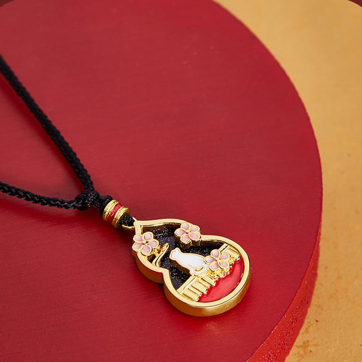 Buddha Stones925スターリングシルバー 桃の花 猫 ひょうたん柄 守護ネックレスペンダント - image 2