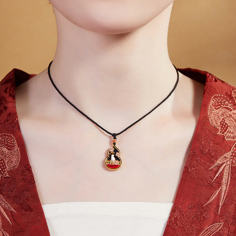 Buddha Stones925スターリングシルバー 桃の花 猫 ひょうたん柄 守護ネックレスペンダント - image 4