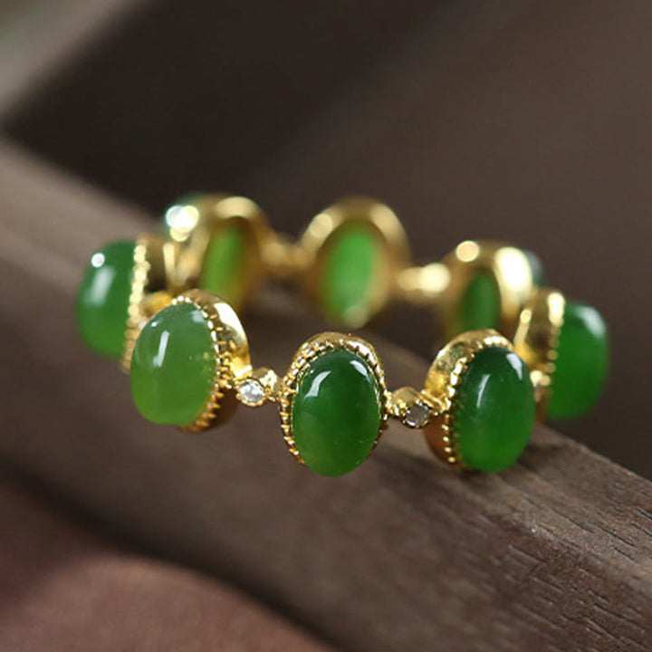 Buddha Stones925 スターリングシルバー 和田シアン翡翠ビーズ ヒーリング 調節可能リング - image 1