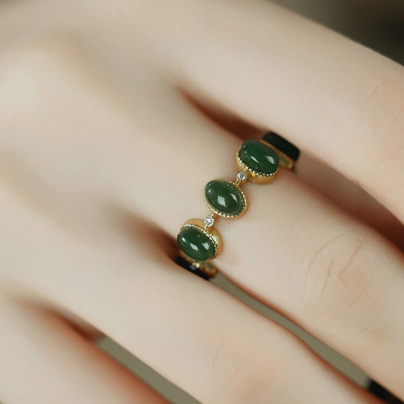 Buddha Stones925 スターリングシルバー 和田シアン翡翠ビーズ ヒーリング 調節可能リング