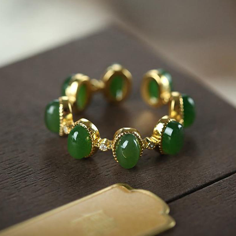 Buddha Stones925 スターリングシルバー 和田シアン翡翠ビーズ ヒーリング 調節可能リング