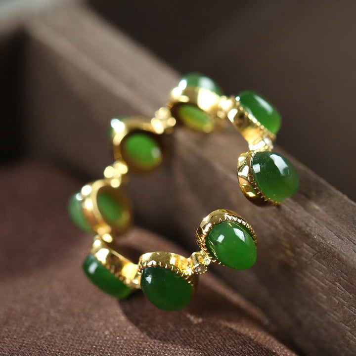 Buddha Stones925 スターリングシルバー 和田シアン翡翠ビーズ ヒーリング 調節可能リング - image 2