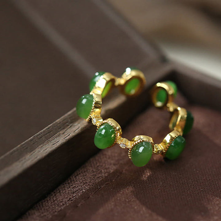 Buddha Stones925 スターリングシルバー 和田シアン翡翠ビーズ ヒーリング 調節可能リング - image 9