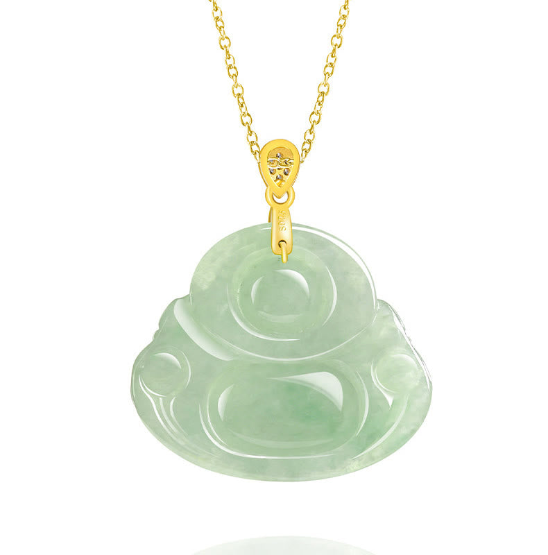 Buddha Stones925スターリングシルバー 天然翡翠 笑う仏陀 幸運 繁栄 チェーンネックレス ペンダント - image 5