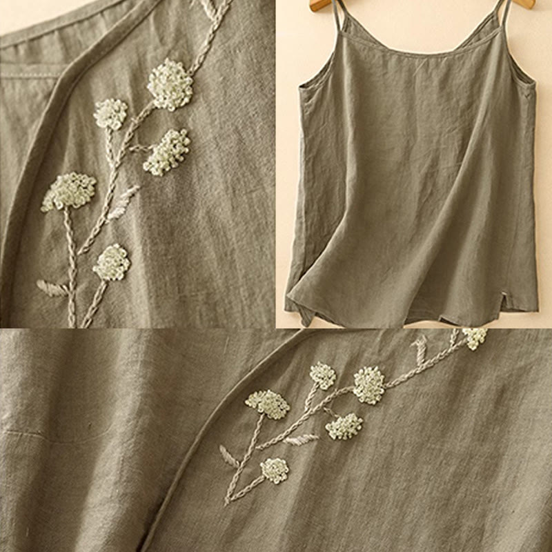 Buddha Stonesのエスニック刺繍入り非対称デザイン レディース ノースリーブベスト - image 5