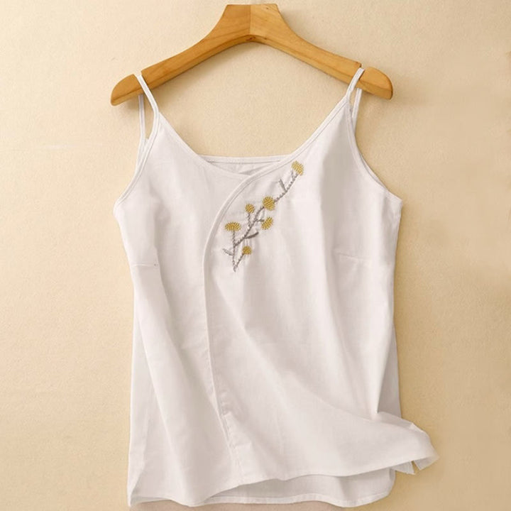 Buddha Stonesのエスニック刺繍入り非対称デザイン レディース ノースリーブベスト - 白 - US14、 UK/AU18、 EU46 (4XL) - image 7