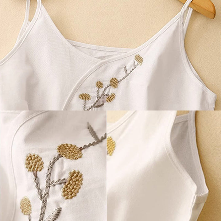 Buddha Stonesエスニック刺繍アシンメトリーデザインレディースコットンリネンノースリーブベスト - image 9