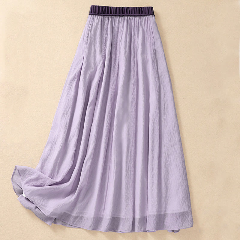 Buddha Stonesカジュアル コントラストカラー プリーツ レースアップデザイン レディース 7-8丈スカート - image 17