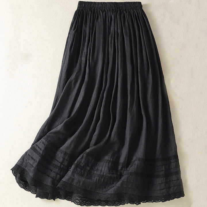 Buddha Stonesサマープレーンドローストリングレースパッチワークデザインレディース7-8丈スカート - image 20
