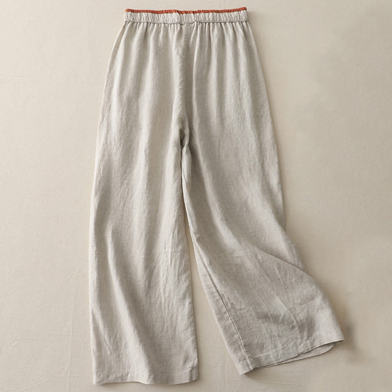Buddha Stonesカジュアル カラーブロック ドローストリング レディース コットン ワイドレッグパンツ ポケット付き - image 17