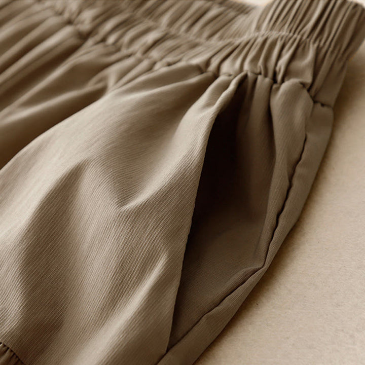 Buddha Stonesカジュアル ルーズ 無地 レディース コットン 伸縮性 7-8丈 ワイドレッグパンツ ポケット付き - image 2