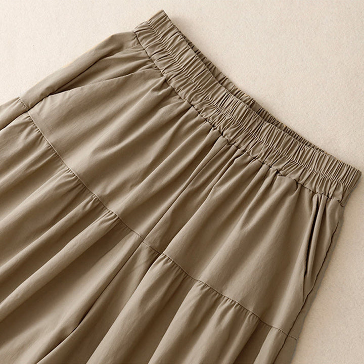 Buddha Stonesカジュアル ルーズ 無地 レディース コットン 伸縮性 7-8丈 ワイドレッグパンツ ポケット付き - image 3