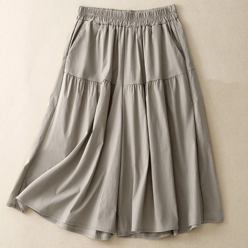 Buddha Stonesカジュアル ルーズ 無地 レディース コットン 伸縮性 7-8丈 ワイドレッグパンツ ポケット付き - ダークグレー - US8-10，UK/AU12-14，EU40-42 (2XL) - image 6