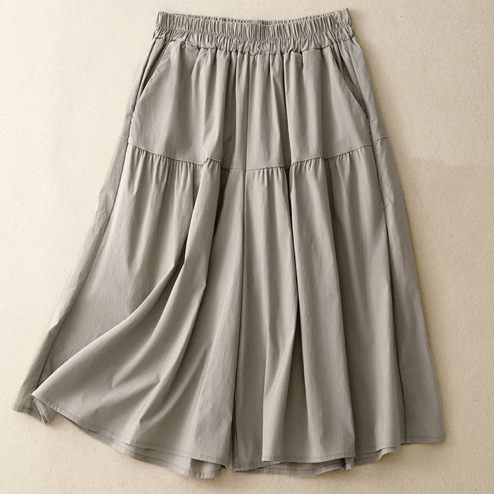 Buddha Stonesカジュアル ルーズ 無地 レディース コットン 伸縮性 7-8丈 ワイドレッグパンツ ポケット付き - ダークグレー - US8-10，UK/AU12-14，EU40-42 (2XL) - image 6