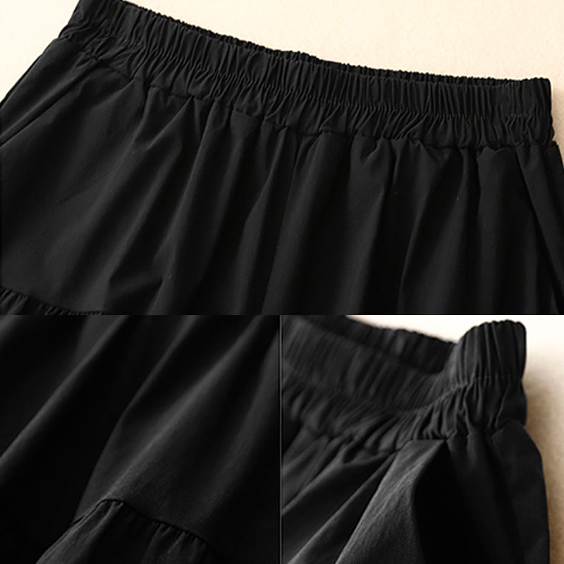 Buddha Stonesカジュアル ルーズ 無地 レディース コットン 伸縮性 7-8丈 ワイドレッグパンツ ポケット付き - image 11