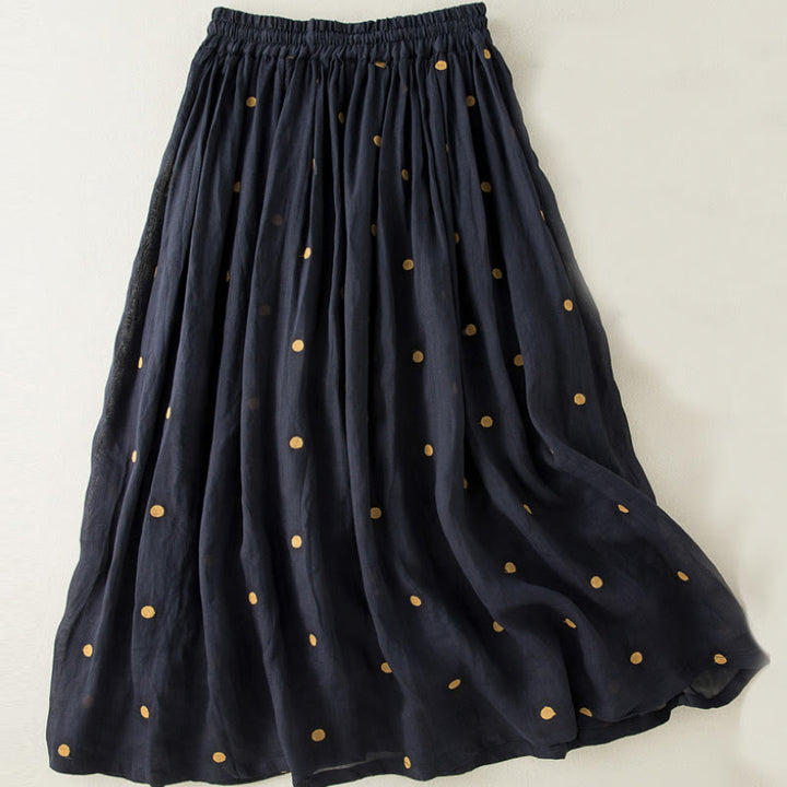 Buddha Stonesの芸術的なヴィンテージドット柄レディースプリーツスカート - image 15