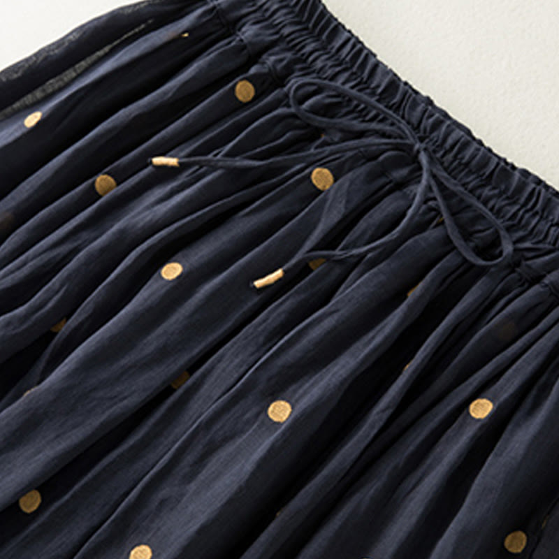 Buddha Stonesの芸術的なヴィンテージドット柄レディースプリーツスカート - image 16