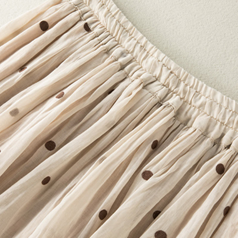 Buddha Stonesの芸術的なヴィンテージドット柄レディースプリーツスカート - image 4