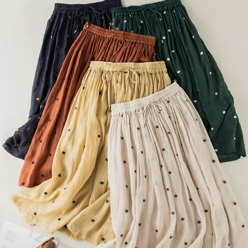 Buddha Stonesの芸術的なヴィンテージドット柄レディースプリーツスカート - image 30